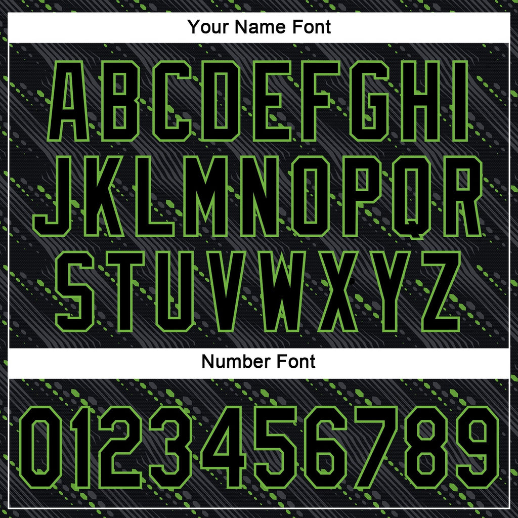 Custom Black Black-Neon Green 3D Pattern Design Authentic Baseball Jersey