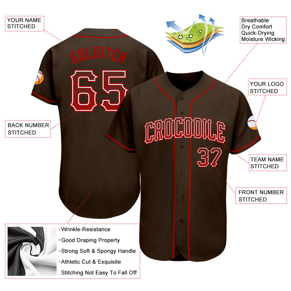 Custom Brown Red-White Authentic Drift Fashion Baseball Jersey
