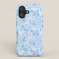 Vintage pastel Blue White Tropical Seashell Retro Boho Coastal Beach Vibe iPhone Case Gallery Image 1