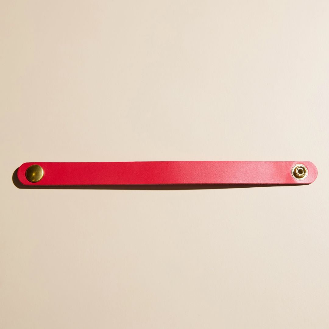 Crimson Thin Leather Cuff Bracelet