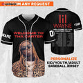 Custom Black Color Lil Wayne Baseball Jersey - Personalize Your Welcome to Tha Carter Music Style - Aopprinter