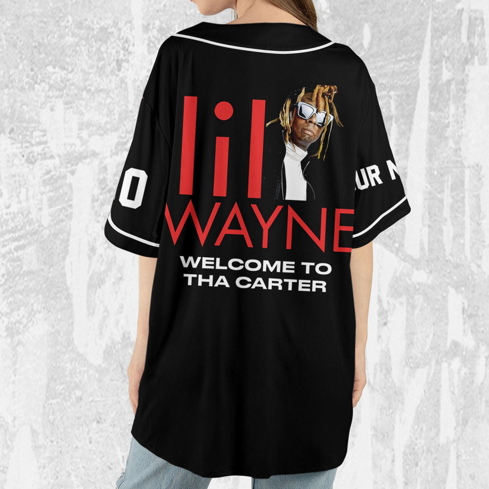 Custom Lil Wayne Welcome to Tha Carter Jersey: Black & Red Baseball Music Shirt - Aopprinter