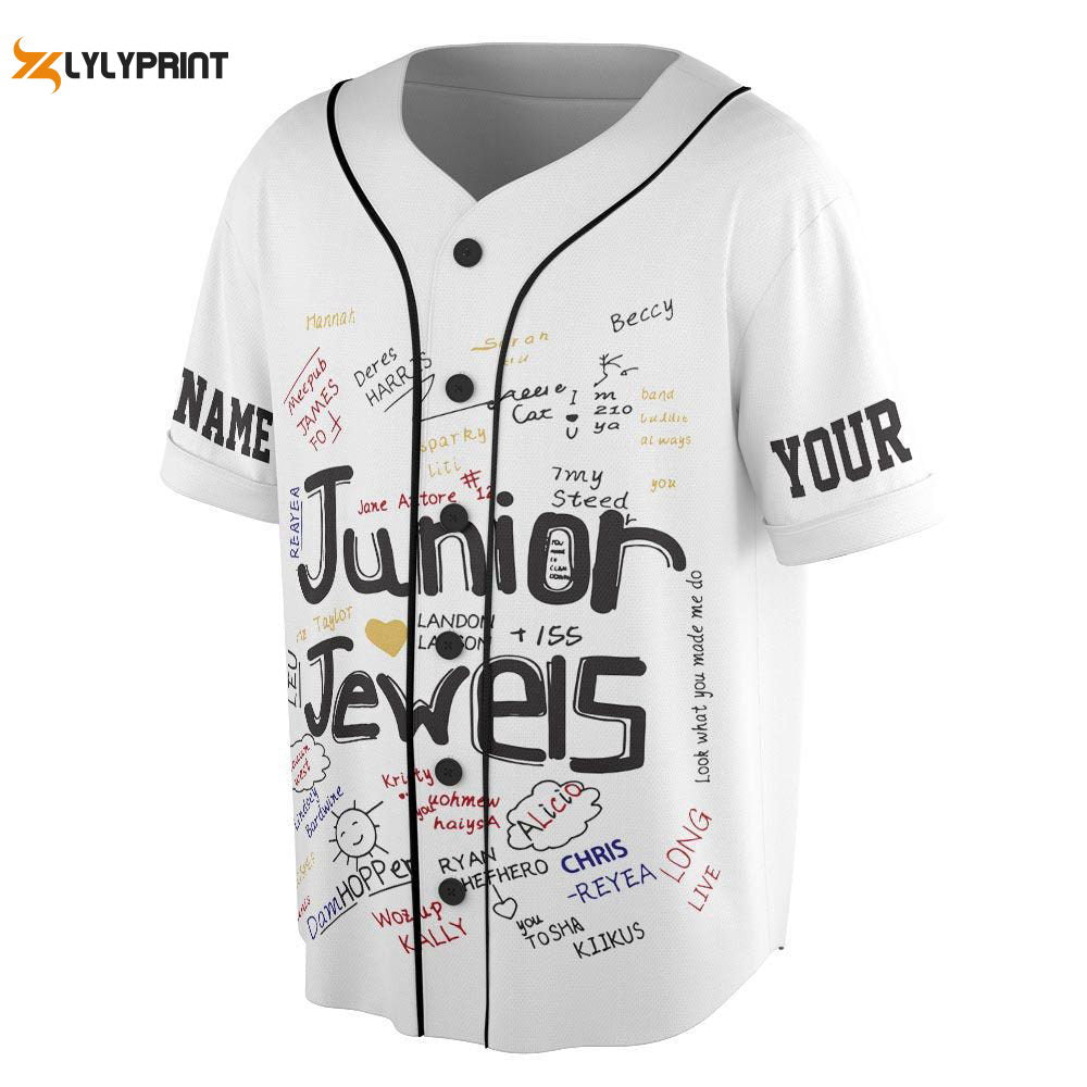 Custom Name And Number Junior Jewels Music Baseball Jersey, You Belong With Me Outfit - lylyprint.com