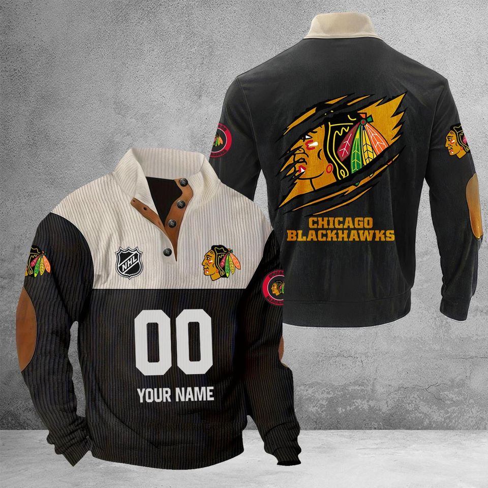Chicago Hockey Corduroy Stand Collar Sweatshirt