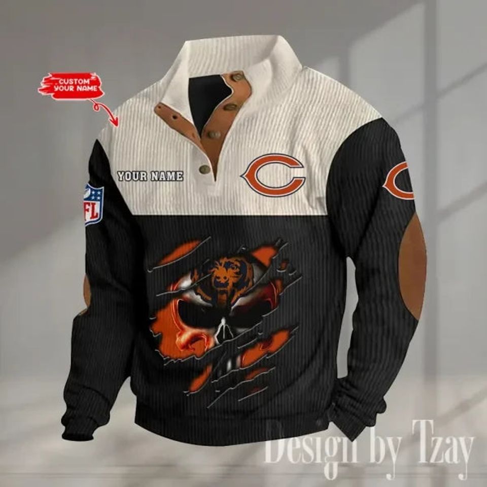 Chica go Bears Corduroy Stand Collar Sweatshirts