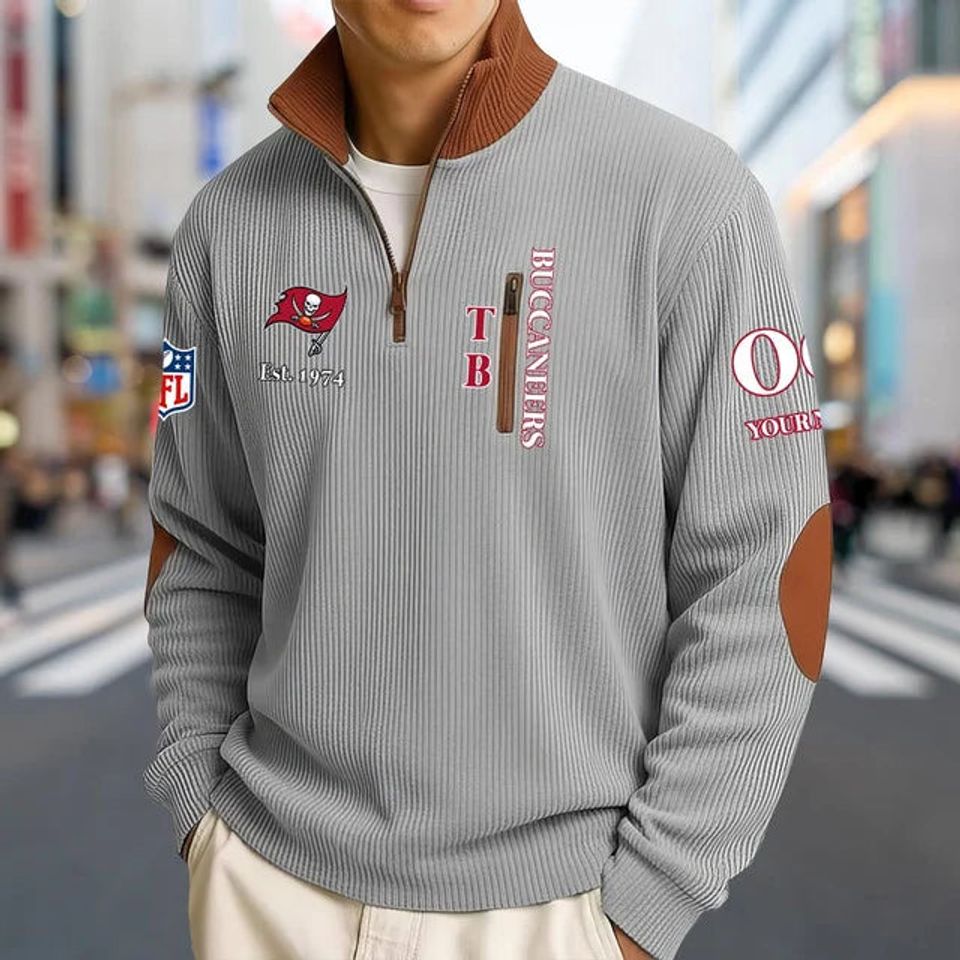 Tampa Bay Buccaneers Striped Quarter-Zip Sweatshirt