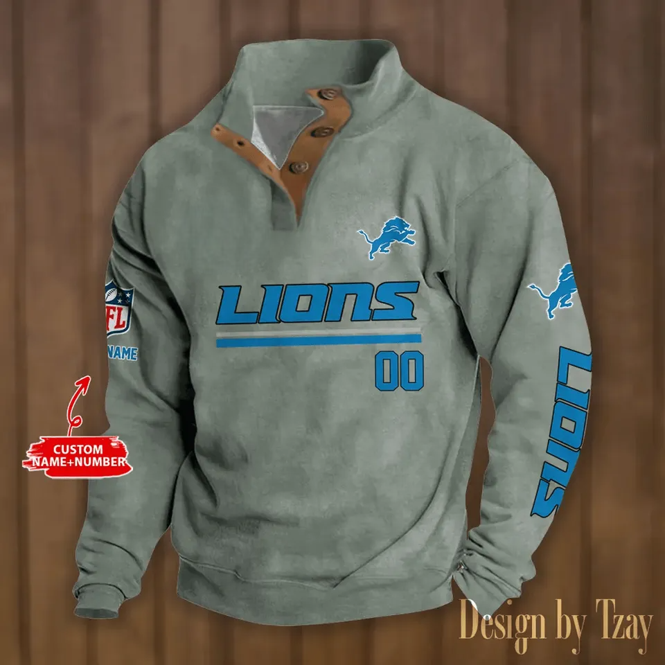 De troit Lio ns Stand Collar Sweatshirt