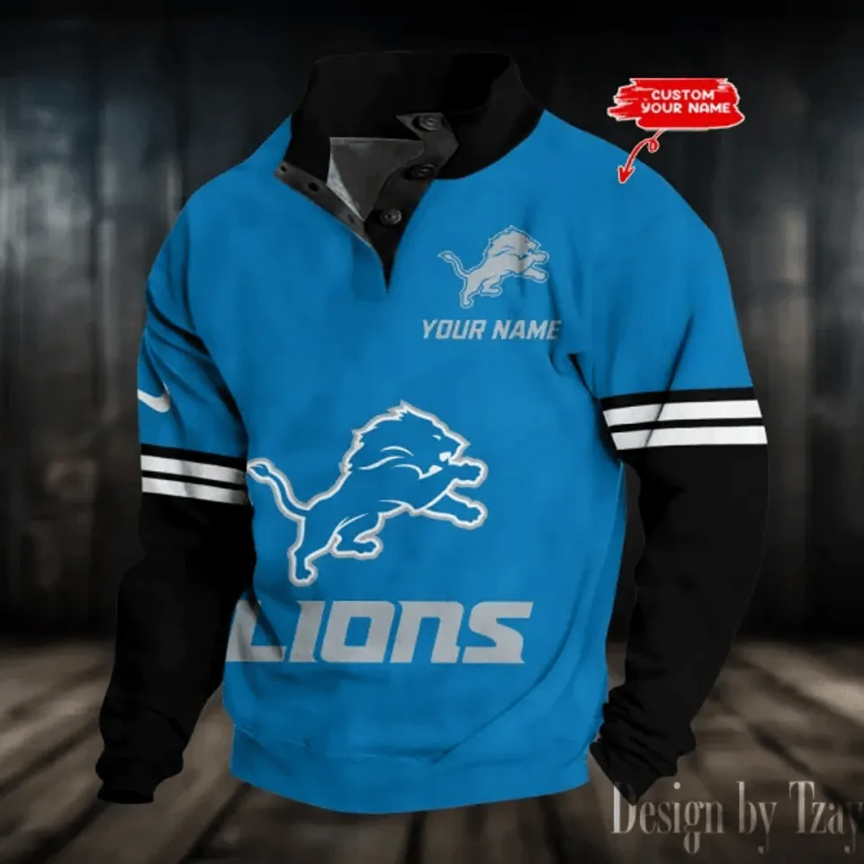 Detroit Lion s football Stand Collar Sweatshirts