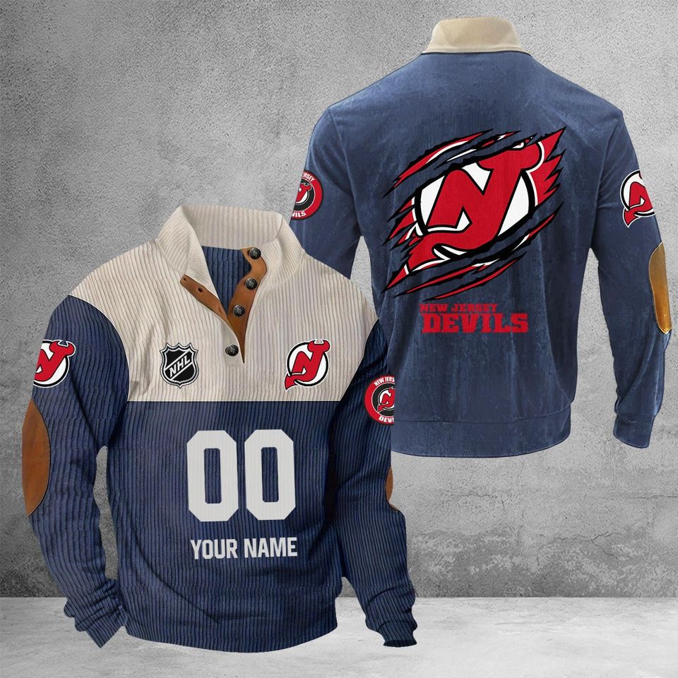 New Jersey Hockey Corduroy Stand Collar Sweatshirt