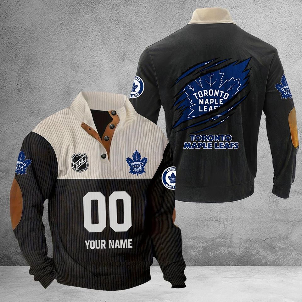 Hockey Maple Leafs Corduroy Stand Collar Sweatshirt