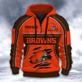 Personalized Clevelan Browns Custom Name 3D Half-zip Hoodie