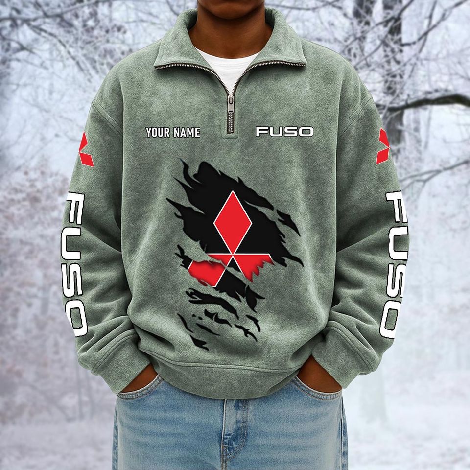 Fuso Custom Name Quarter Zip Pullover Sweatshirt - Multicolor