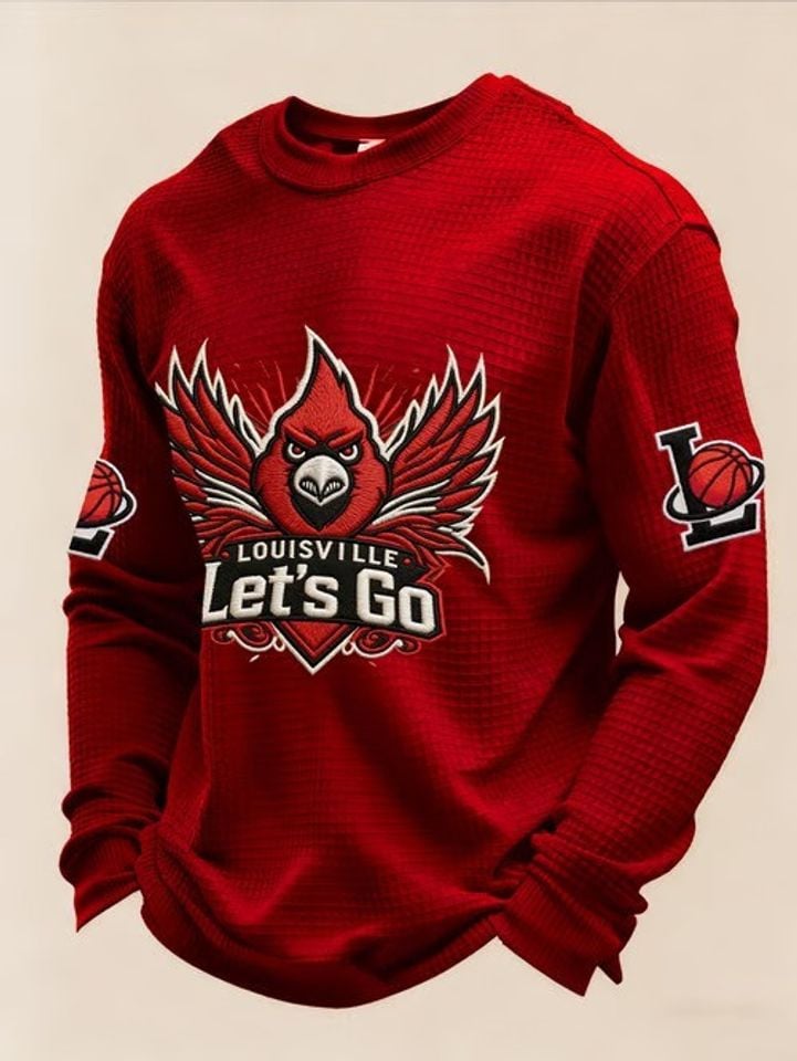 Louisville Cardinals Merch Louisville Let's Go Long Sleeve Shirt Gifts For Basketball Fans
