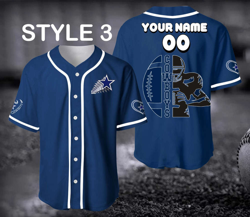 Dallas Cowboy Baseball Shirt, Custom Name And Number Baseball Jerseys - Aopprinter