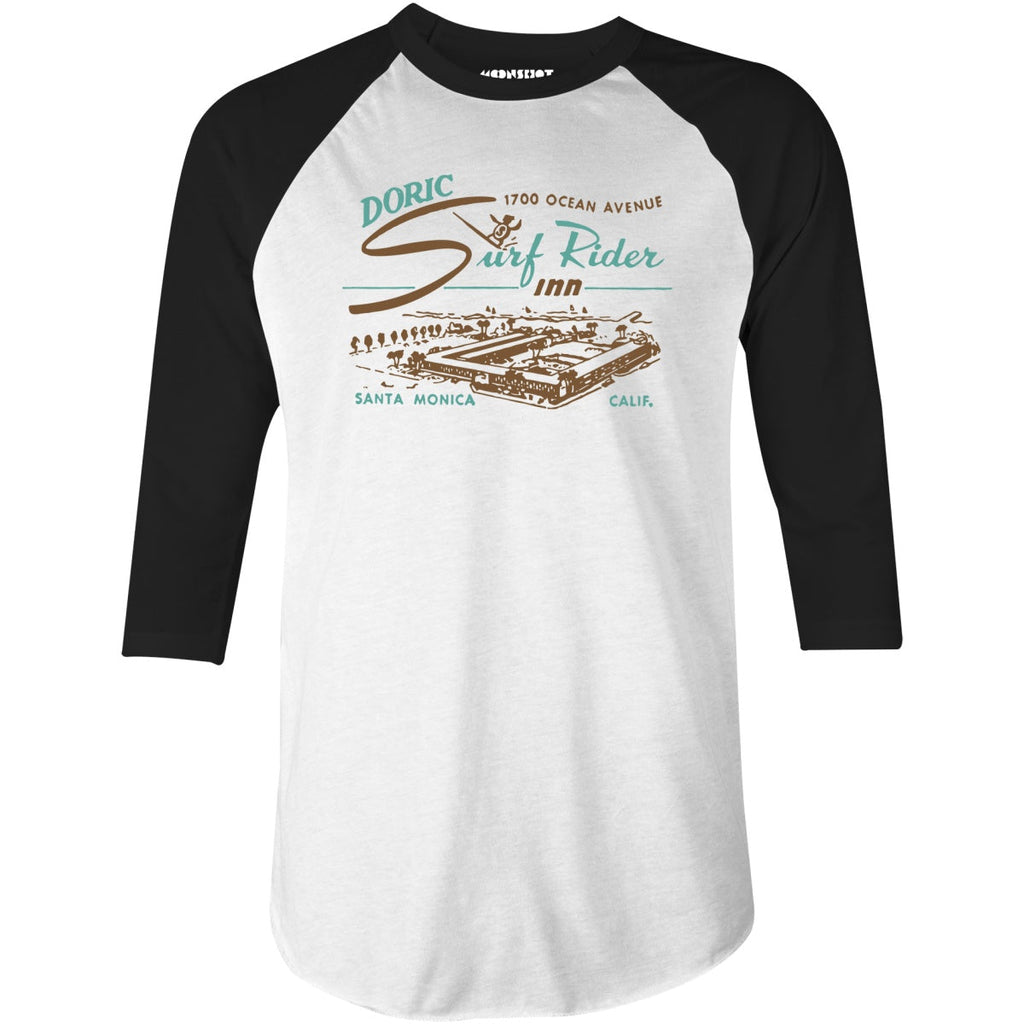 Doric Surf Rider Inn - Santa Monica, CA - Vintage Hotel - 3/4 Sleeve Raglan