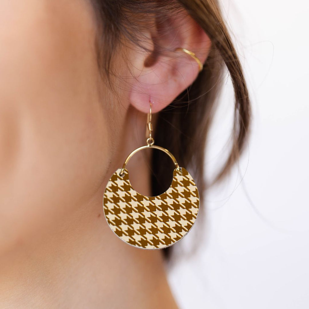 Ecru and Bronze Houndstooth Nina