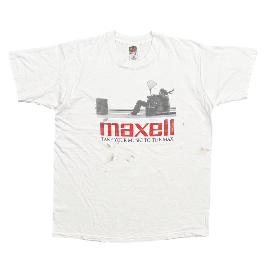 maxell TAKE YOUR MUSIC TO THE MAX Y2K WHITE FRUIT OF THE LOOM LARGE 0179