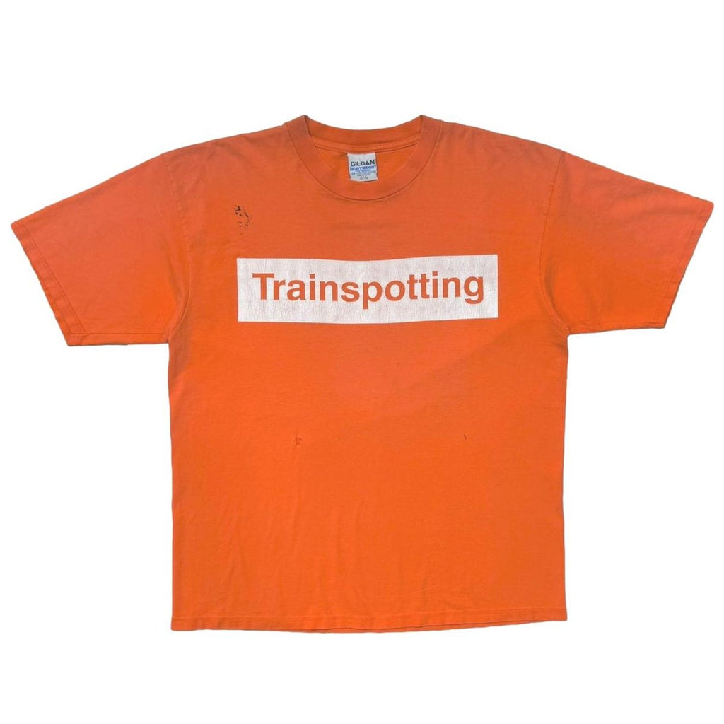 TRAINSPOTTING BOX LOGO ORANGE GILDAN XL 1990