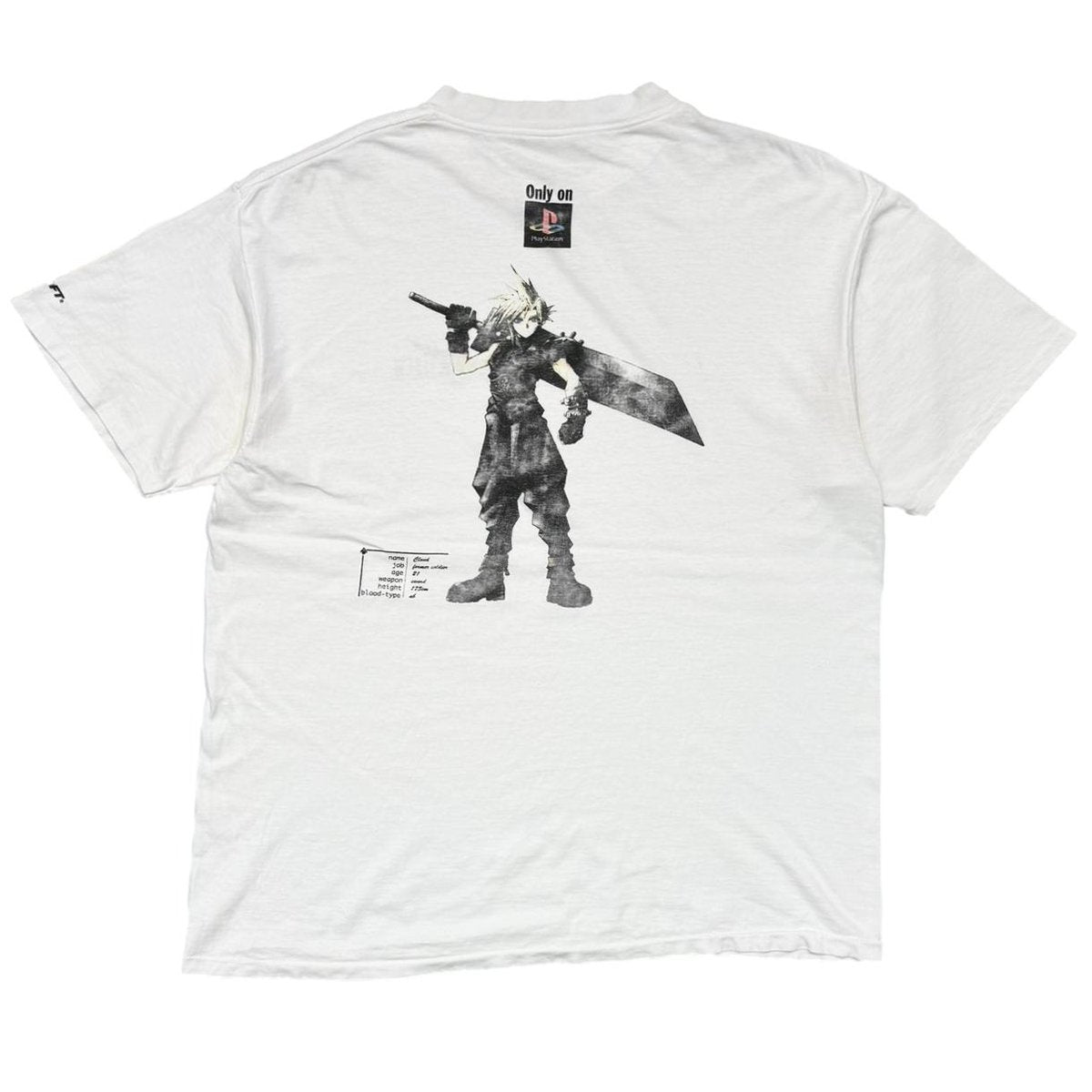 FINAL FANTASY 7 CLOUD ONLY ON PLAYSTATION WHITE ONEITA XL 9415