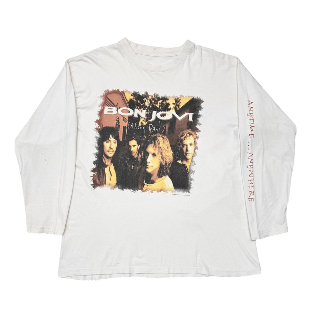 BON JOVI THESE DAYS 1995 ANYTIE ANYWHERE LS WHITE FITS XL 7290
