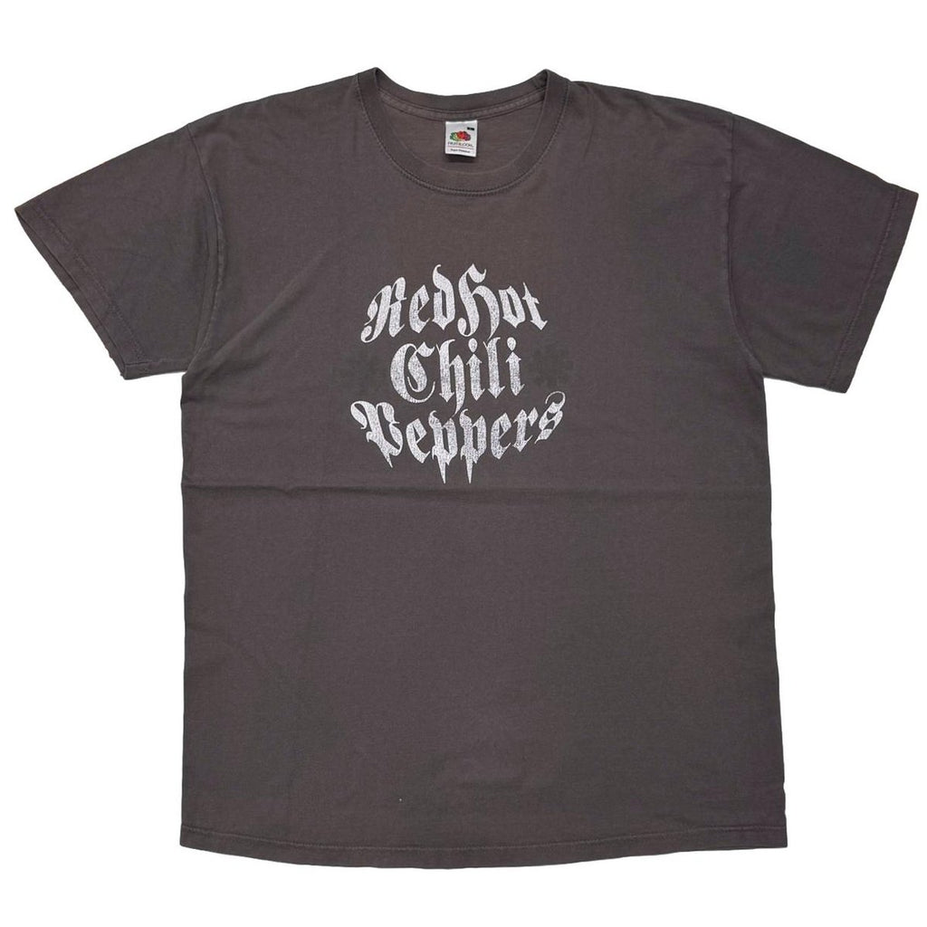 RED HOT CHILI PEPPERS	OLD ENGLISH LOGO CHACOAL FRUIT OF THE LOOM LARGE 7581