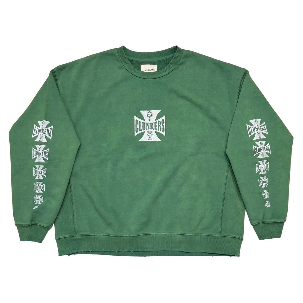 greatLAnd ORIGINAL CLUNKERS CREW NECK SWEAT SHIRT GREEN