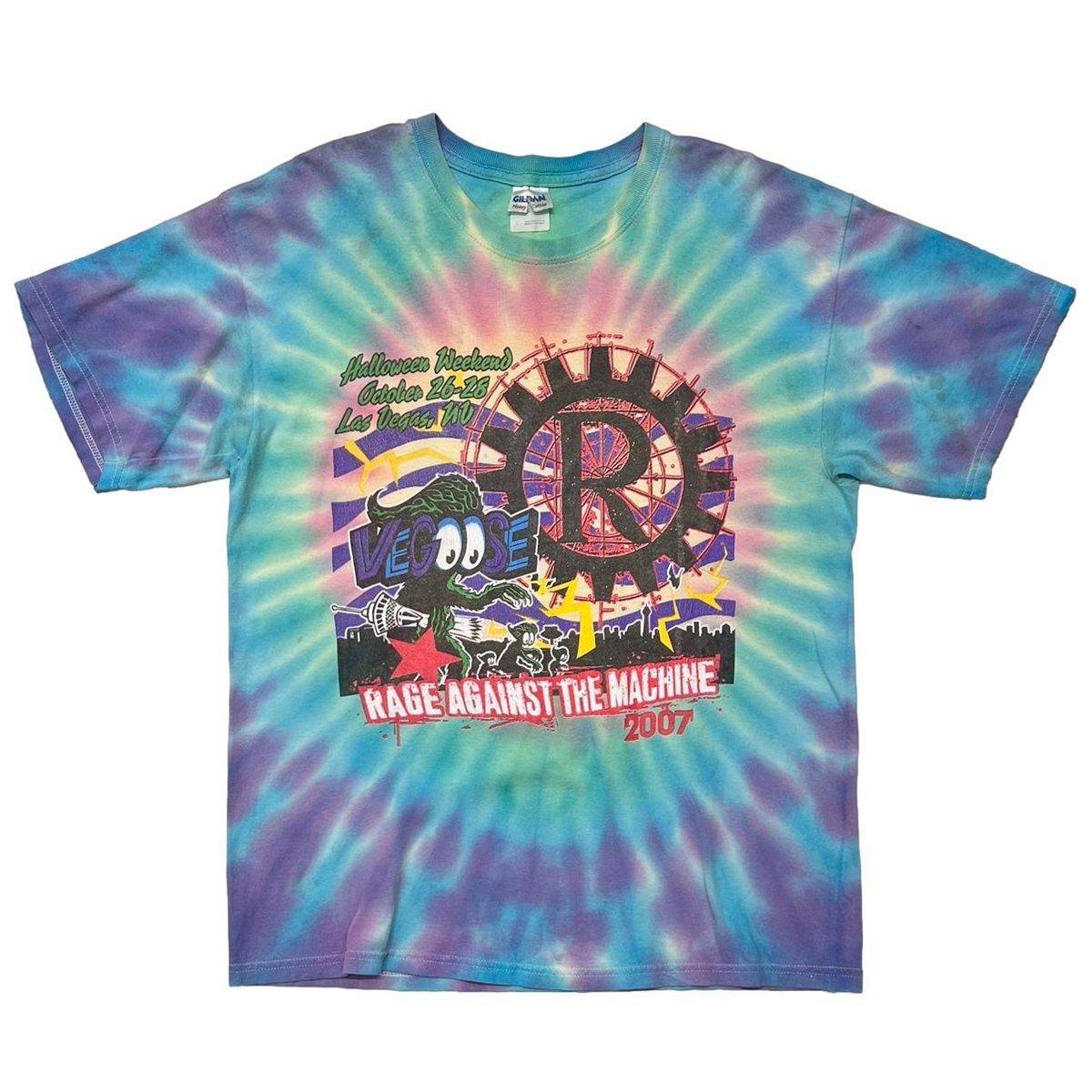 RAGE AGAINST THE MACHINE 2007 HALLOWEEN WEEKEND TIEDYE GILDAN LARGE 0261