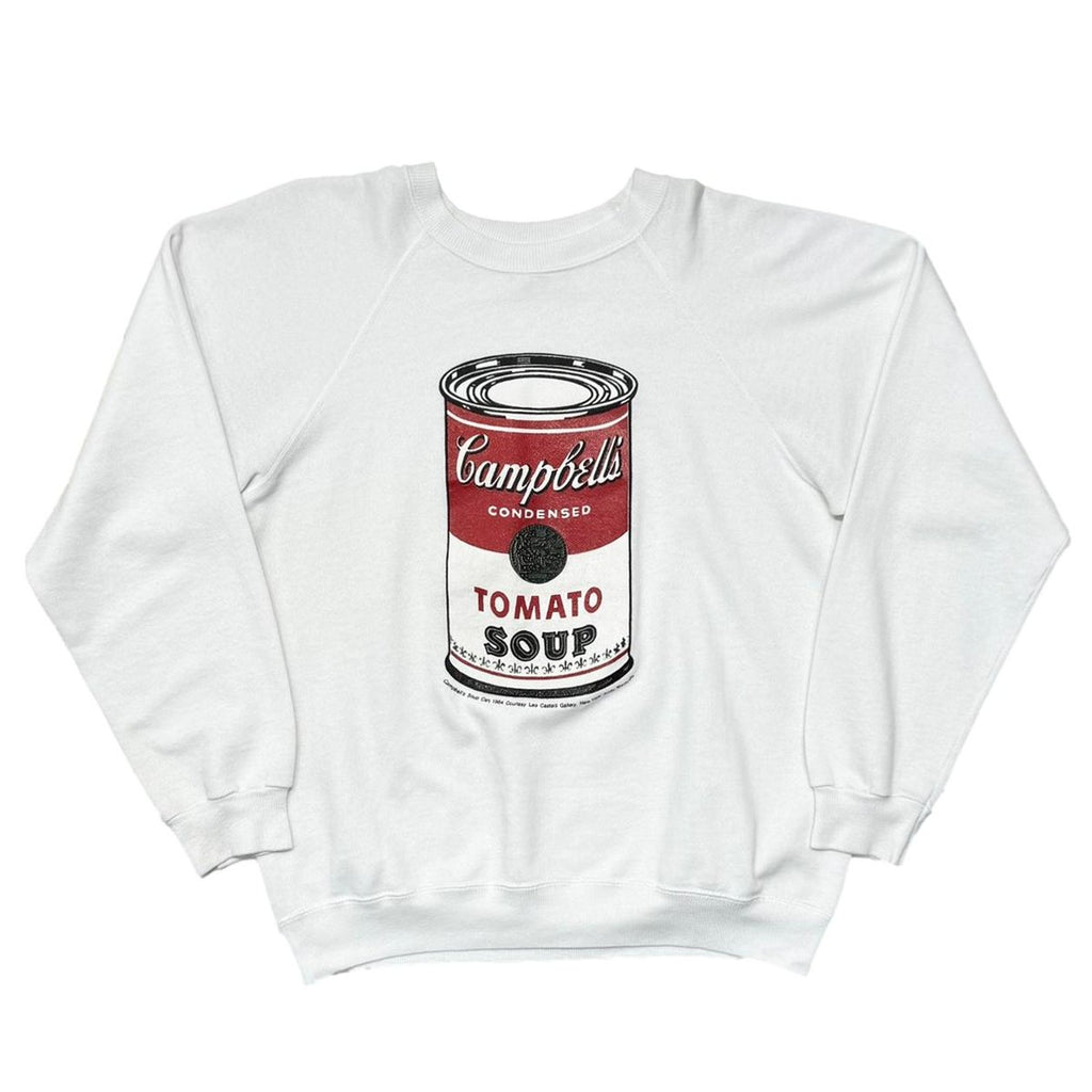 OLD&VINTAGE ANDY WARHOL CAMPBELL TOMATO SOUP CREWNECK SWEAT WHITE HANES LARGE 8326