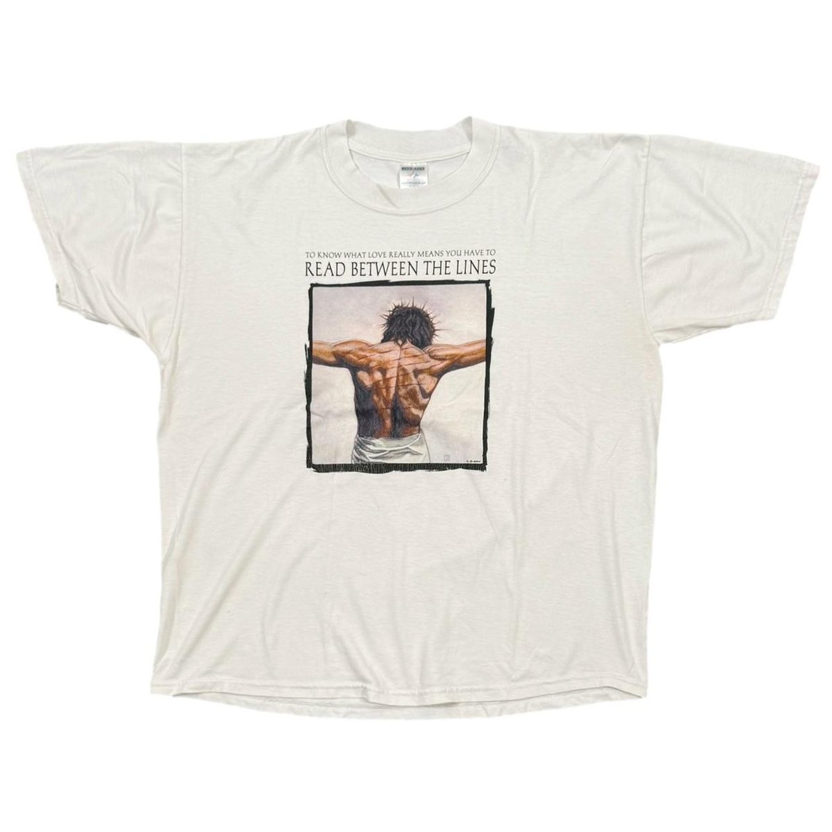 OLD & VINTAGE JESUS READ BETWEEN THE LINES WHITE JERZEES XL 0547