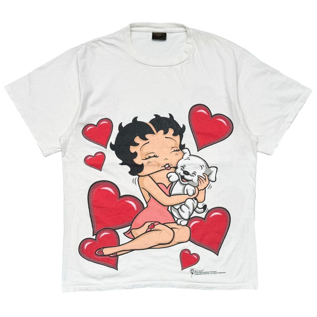 BETTY BOOP 1994 HEART & DOG LINK PRINT WHITE CHANGES LARGE 5534