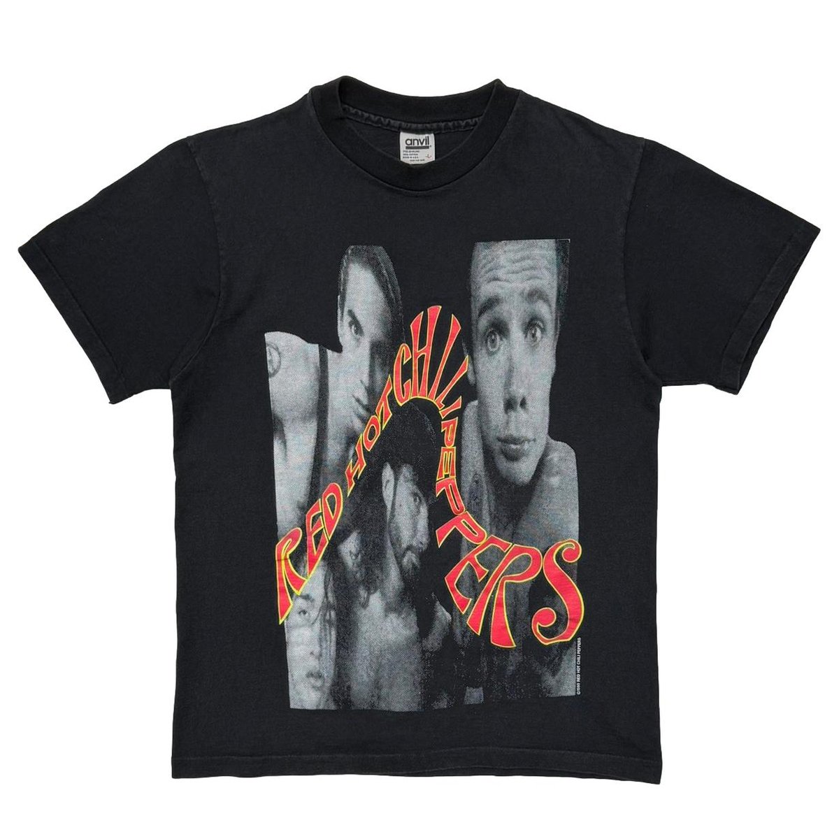 RED HOT CHILI PEPPERS 1990 MEMBER PORTRAIT CURVING LOGO  ANVIL LARGE 1696