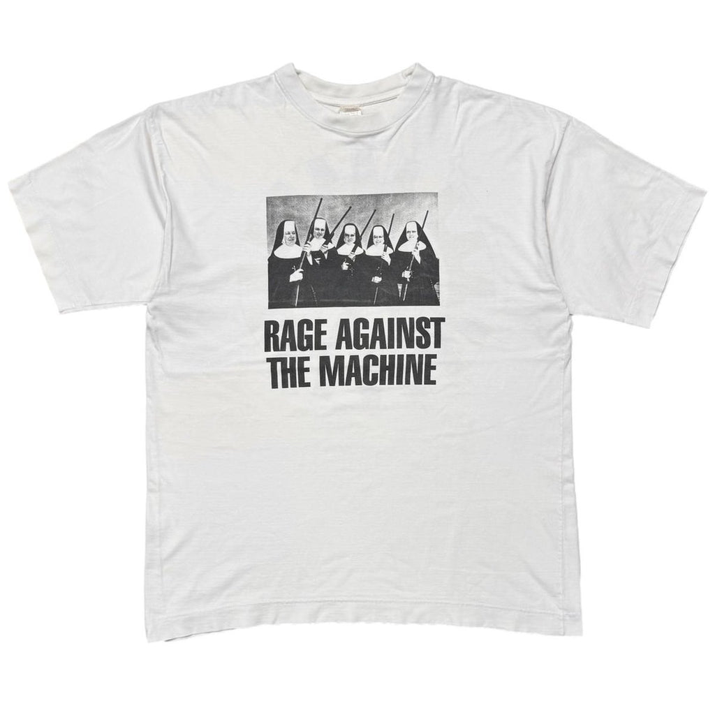 RAGE AGAINST THE MACHINE 1997 NUNS AND GUNS WHITE BRIGHT GREEN XL 8167