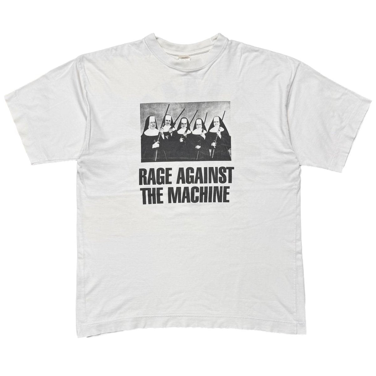 RAGE AGAINST THE MACHINE 1997 NUNS AND GUNS WHITE BRIGHT GREEN XL 8167