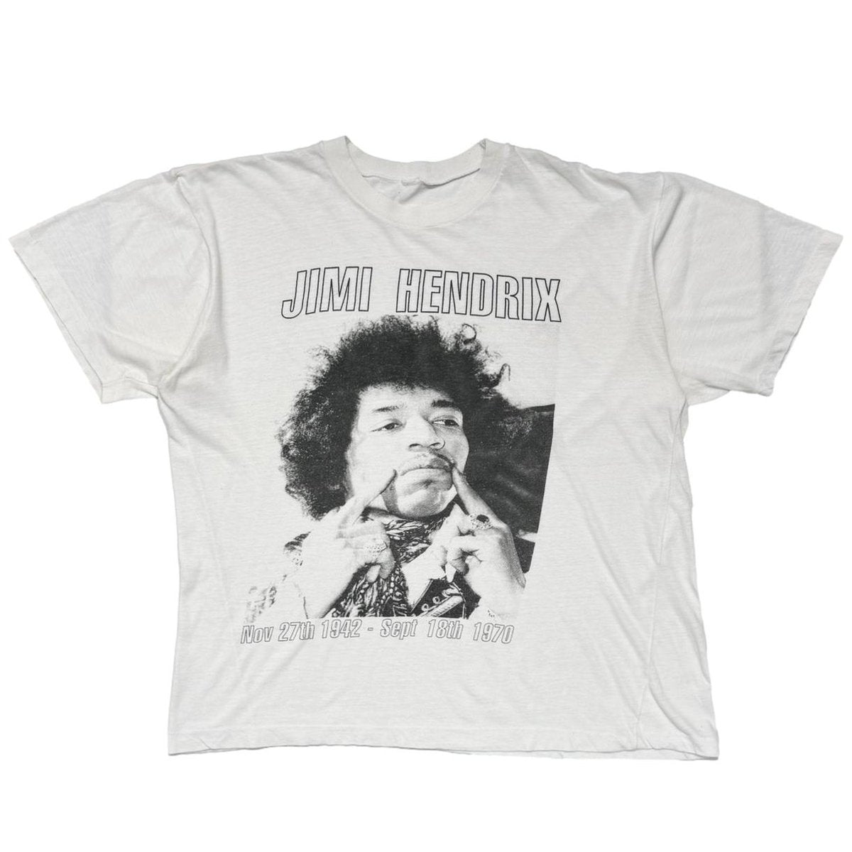 JIMI HENDRIX 1942-1970 MEMORIAL PORTRAIT WHITE FITS XL 2464