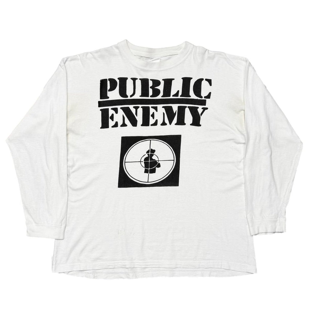 PUBLIC ENEMY TARGET LOGO BOOTLEG LS WHITE XXL FITS XL 0204