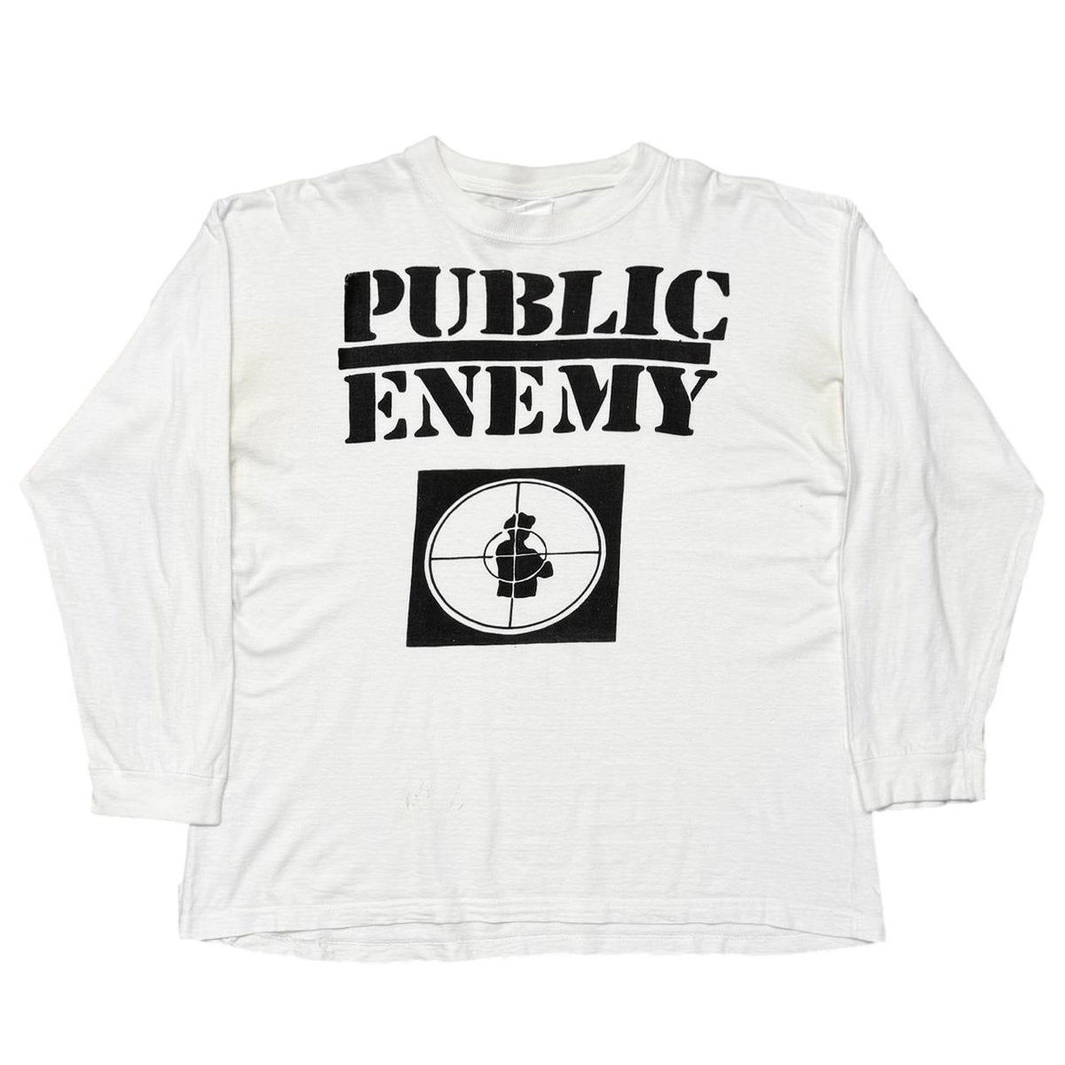 PUBLIC ENEMY TARGET LOGO BOOTLEG LS WHITE XXL FITS XL 0204