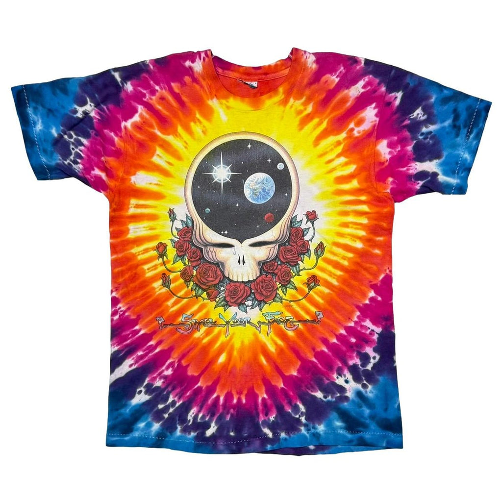 GRATEFUL DEAD 1992 SKULL & GALAZXY TIE DYE LIQUID BLUE LARGE 6785
