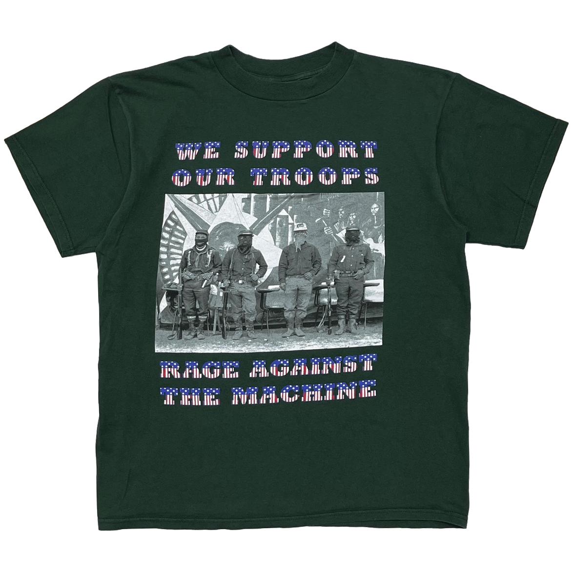 RAGE AGAINST THE MACHINE WE SUPPORT OUR TROOPS GREEN TULTEX LARGE 9334