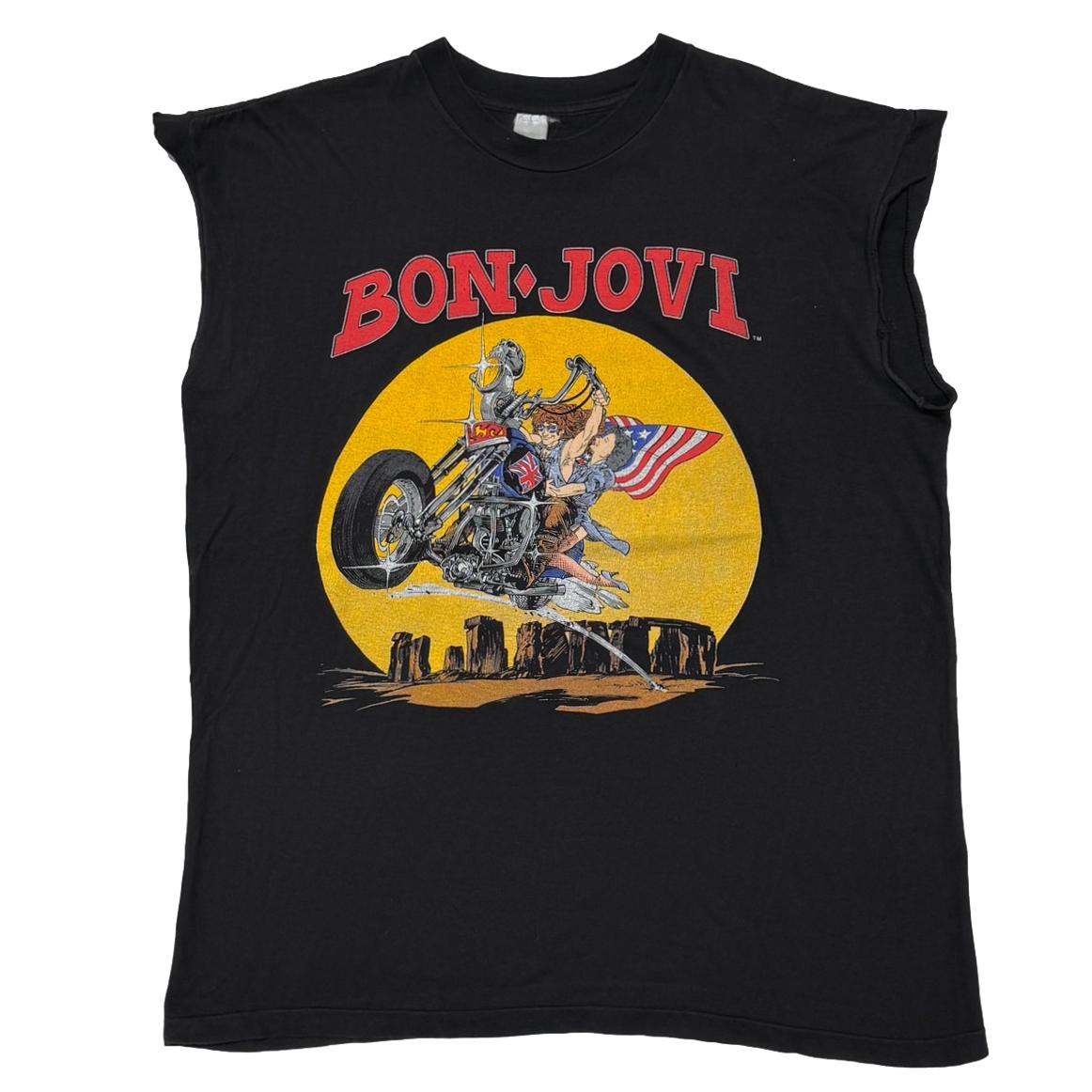 BON JOVI 1989 BIKE SLEEVELESS ENGLAND FITS XL 6622