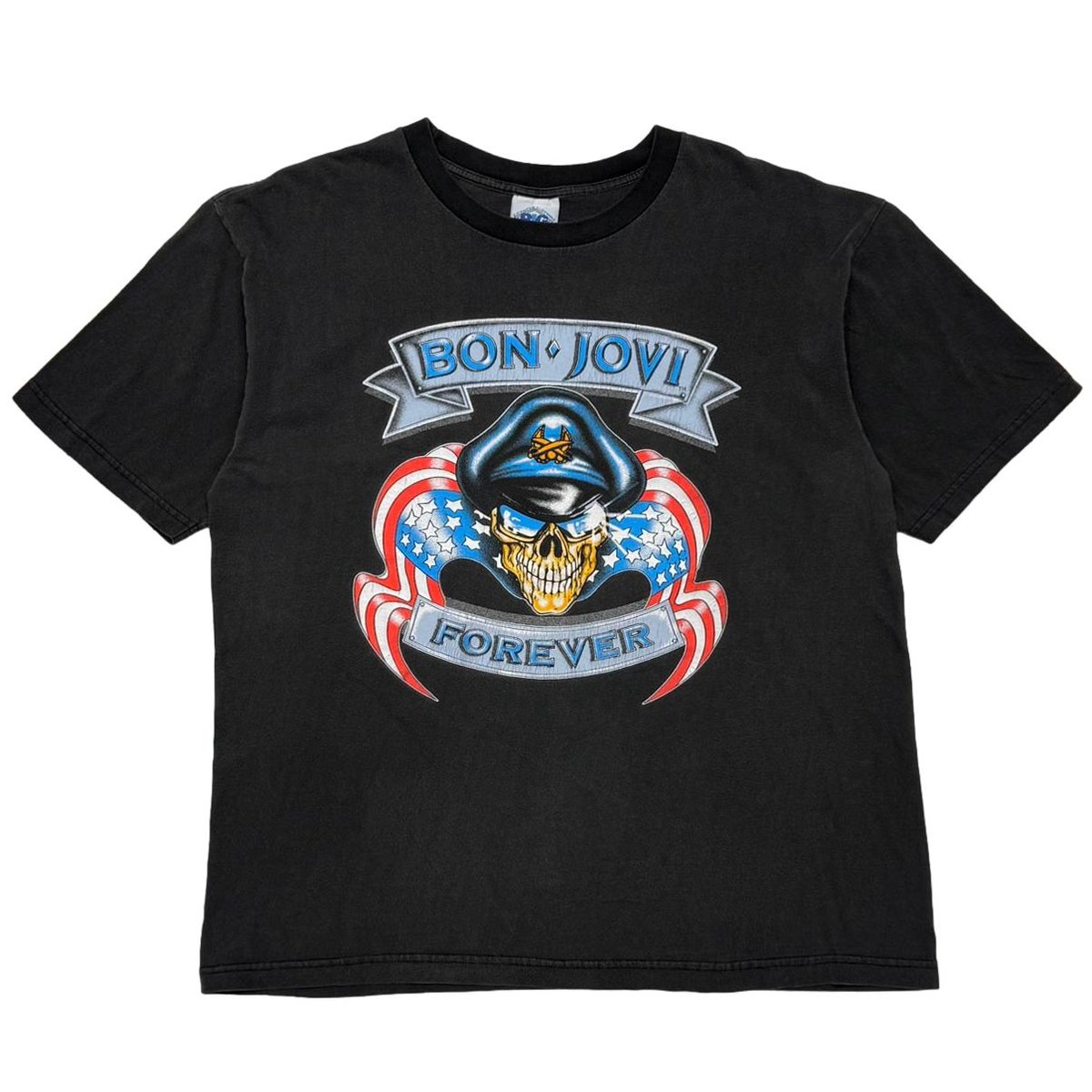 BON JOVI	 FOREVER AMERICAN FLAG SKULL BLACK FITS XL 8617