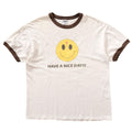 OLD&VINTAGE SMILE HAVE A NICE DAY!! RINGER WHITE GILDAN LARGE 0872