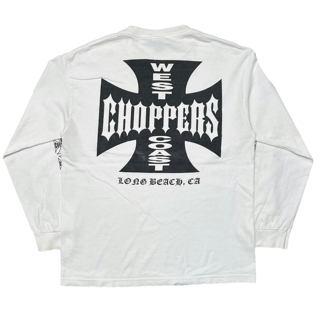 WEST COAST CHOPPERS IRON CROSS LONG BEACH CA LS WHITE ALSTYLE LARGE 0513