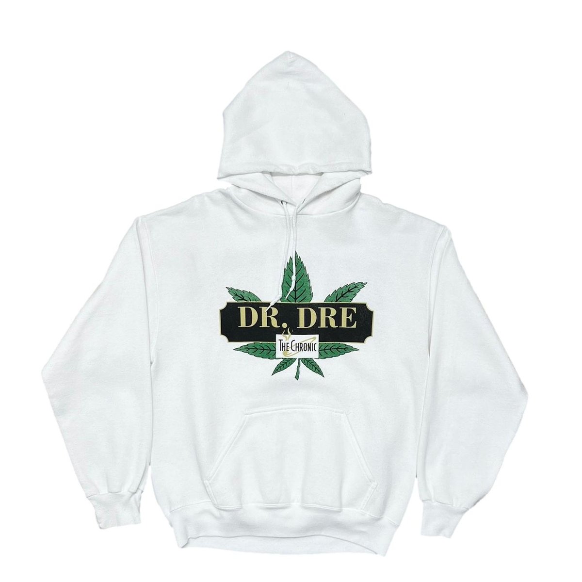 DR DRE THE CHRONIC WEED DEATH ROW RECORDS SWEAT HOODIE WHITE TULTEX LARGE 6508