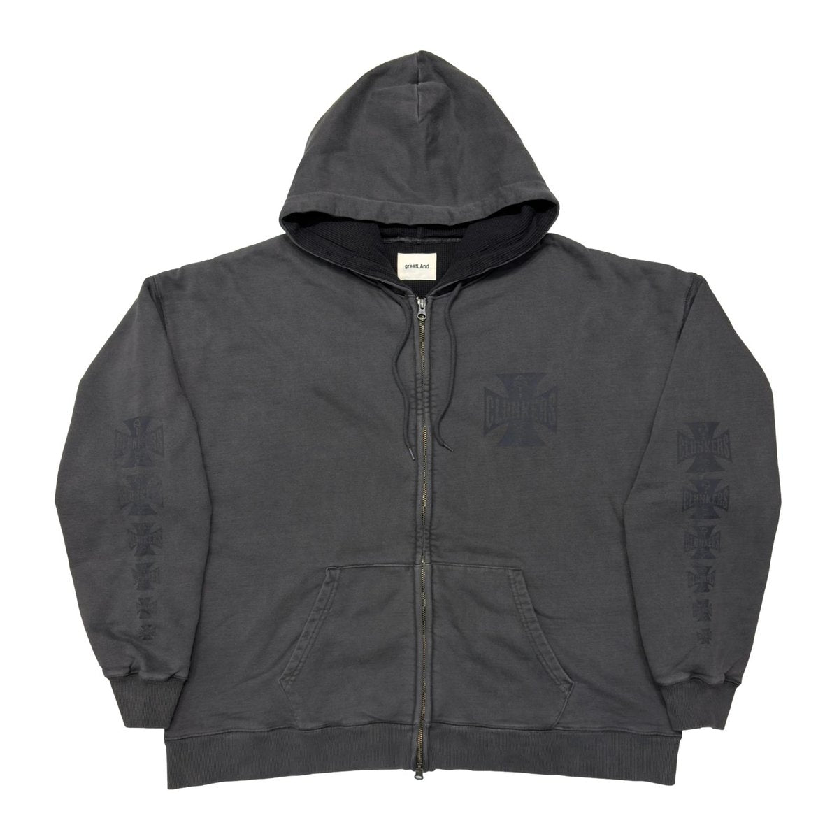 greatLAnd ORIGINAL CLUNKERS ZIP HOODIE / DOUBLE FACE BLACK/BLACK