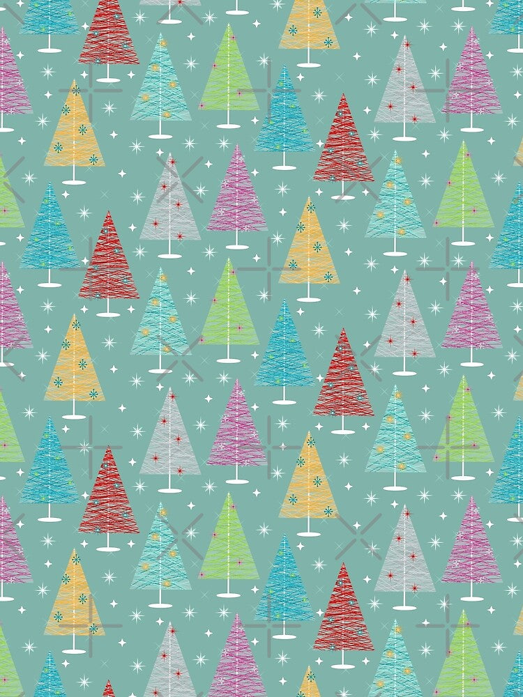 Teal - Retro Mid century Wire Christmas Trees by WickedRefined - Nicole Demereckis