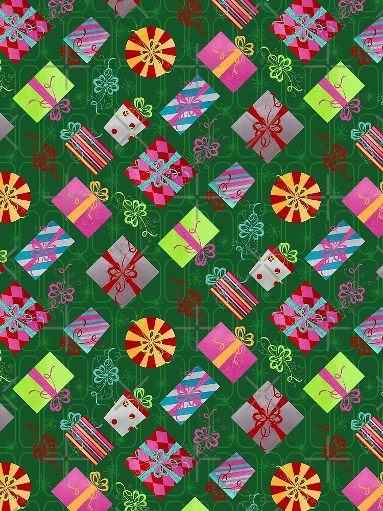 Green - Retro Mid century Christmas Presents by WickedRefined - Nicole Demereckis