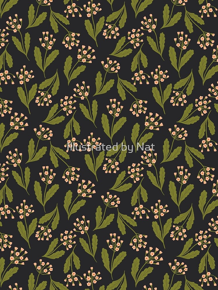 Primula veris cowslip wildflowers - Charcoal black by Illustrated by Nat
