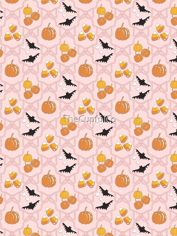 Coquette Halloween Candy Corn Bats Pumpkins by TheCupfulCo