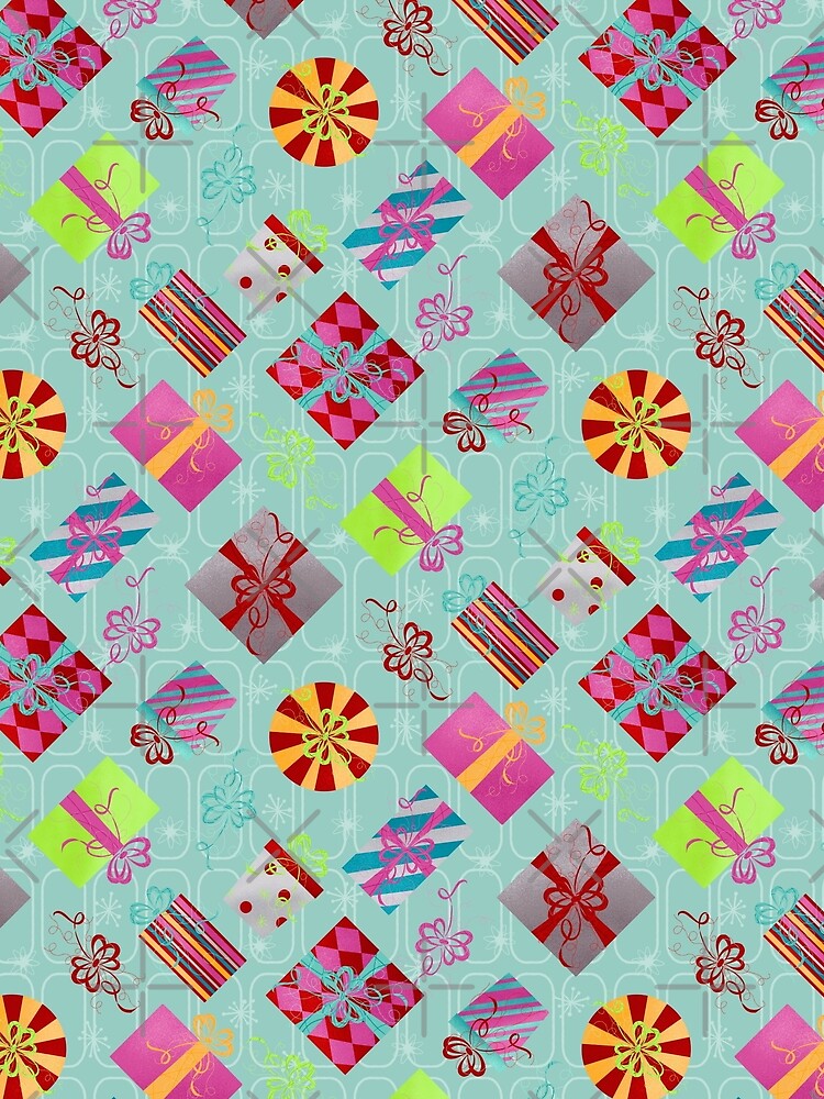 Teal - Retro Mid century Christmas Presents by WickedRefined - Nicole Demereckis