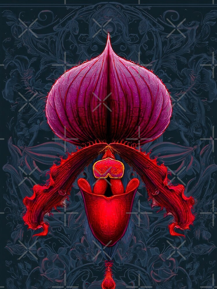 Dark Academia Gothic Red Orchid Flower by scicilysimonee